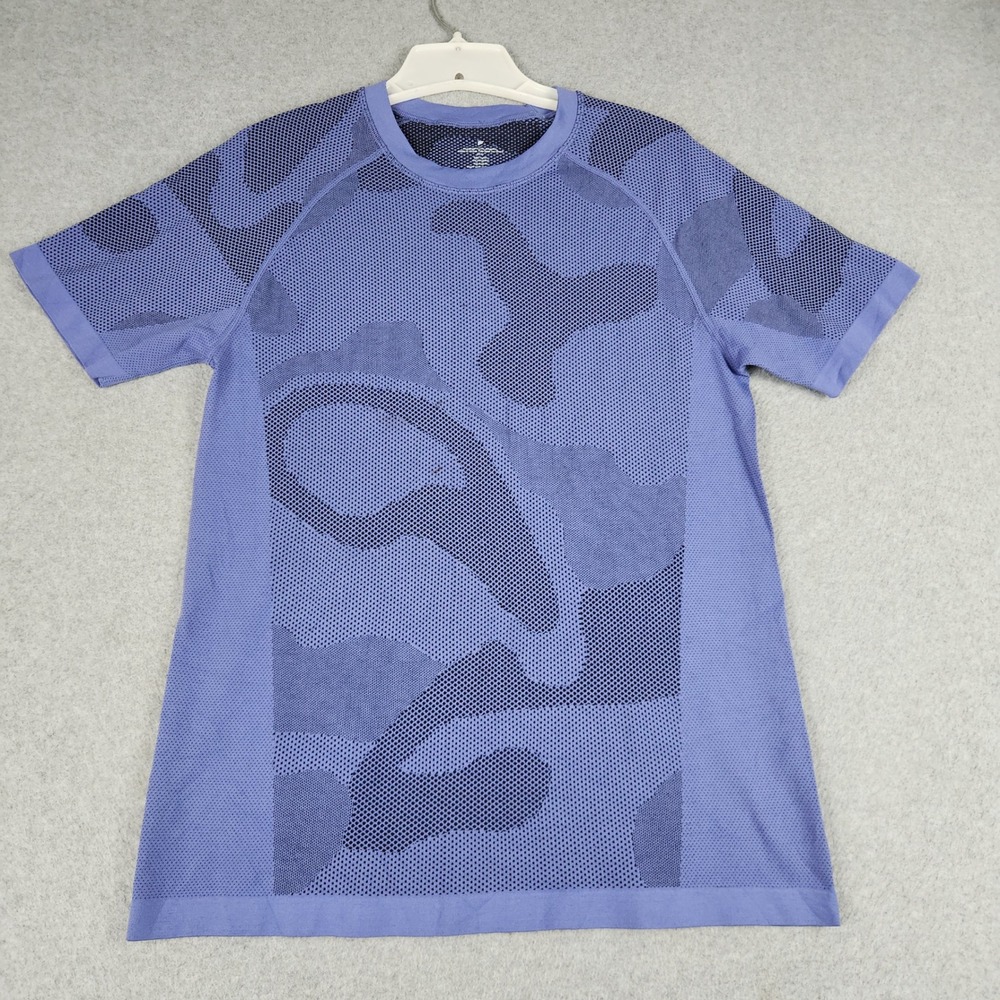 Fabletics Performance T Shirt Men Medium Blue Printed Crew Neck Athletic Workout